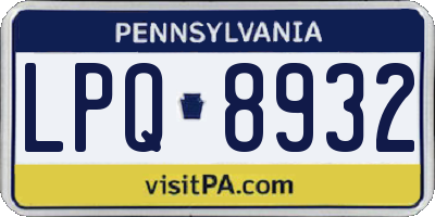 PA license plate LPQ8932