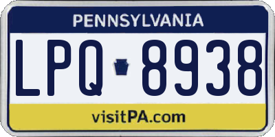 PA license plate LPQ8938