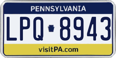 PA license plate LPQ8943