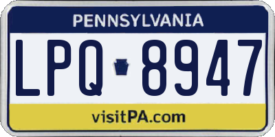 PA license plate LPQ8947