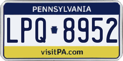 PA license plate LPQ8952