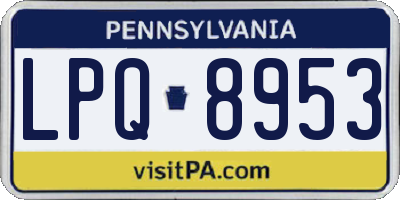 PA license plate LPQ8953