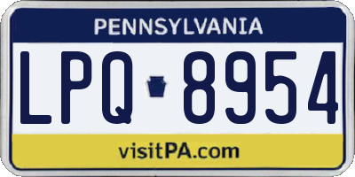 PA license plate LPQ8954