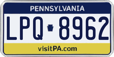 PA license plate LPQ8962