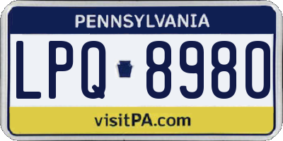 PA license plate LPQ8980