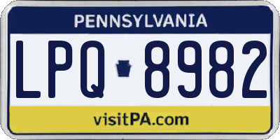 PA license plate LPQ8982