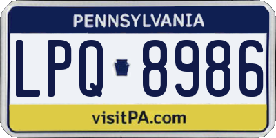 PA license plate LPQ8986