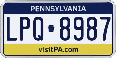 PA license plate LPQ8987
