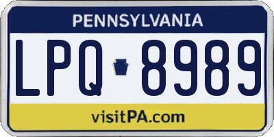PA license plate LPQ8989