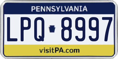 PA license plate LPQ8997