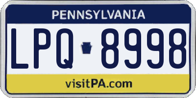 PA license plate LPQ8998