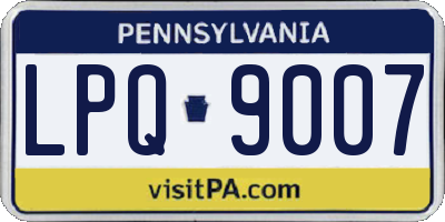 PA license plate LPQ9007