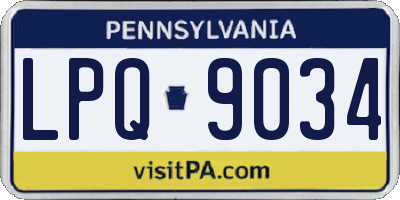 PA license plate LPQ9034