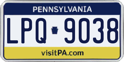 PA license plate LPQ9038