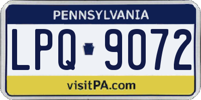 PA license plate LPQ9072