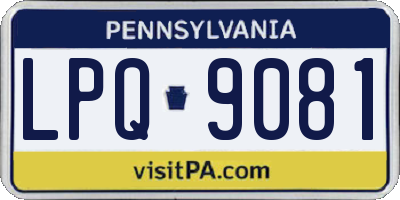 PA license plate LPQ9081