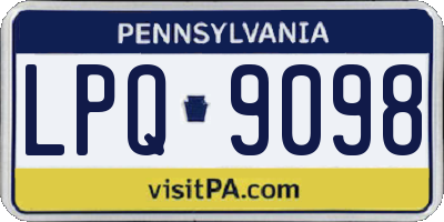 PA license plate LPQ9098