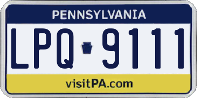 PA license plate LPQ9111
