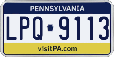 PA license plate LPQ9113