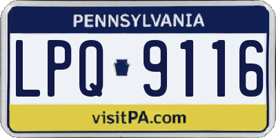 PA license plate LPQ9116
