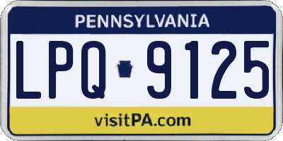 PA license plate LPQ9125