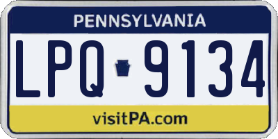 PA license plate LPQ9134