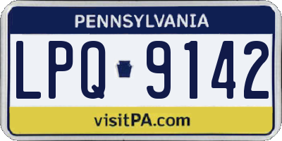 PA license plate LPQ9142