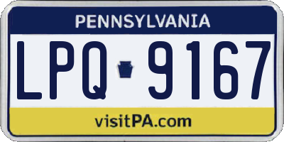 PA license plate LPQ9167