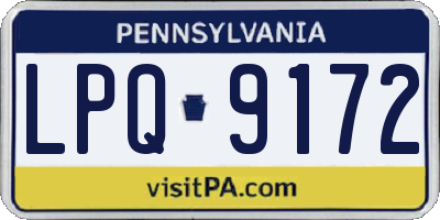 PA license plate LPQ9172