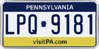 PA license plate LPQ9181