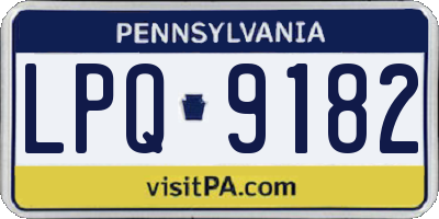 PA license plate LPQ9182