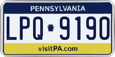 PA license plate LPQ9190