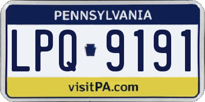 PA license plate LPQ9191