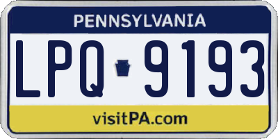PA license plate LPQ9193