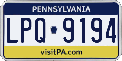 PA license plate LPQ9194