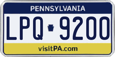 PA license plate LPQ9200