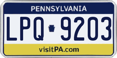 PA license plate LPQ9203