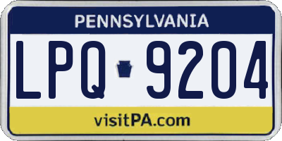 PA license plate LPQ9204