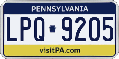 PA license plate LPQ9205