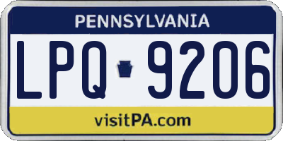 PA license plate LPQ9206