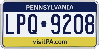 PA license plate LPQ9208