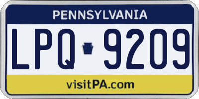 PA license plate LPQ9209