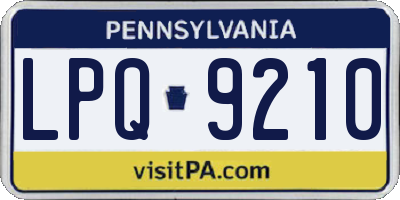 PA license plate LPQ9210