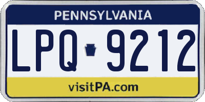 PA license plate LPQ9212