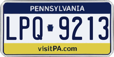 PA license plate LPQ9213