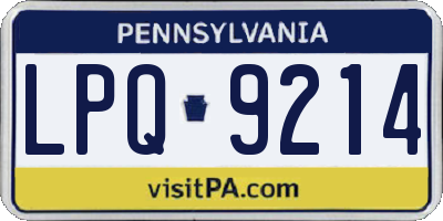 PA license plate LPQ9214