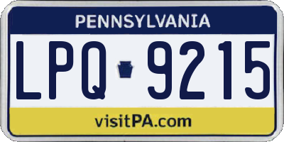 PA license plate LPQ9215