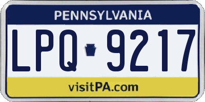 PA license plate LPQ9217