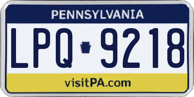 PA license plate LPQ9218