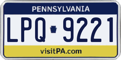 PA license plate LPQ9221